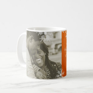 Our First Christmas Orange Snowflakes Minimalist  Coffee Mug