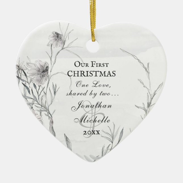 Our First Christmas, Personalized Christian Ceramic Ornament (Front)