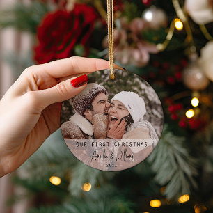 Our First Christmas Personalized Couple Photo Ornament