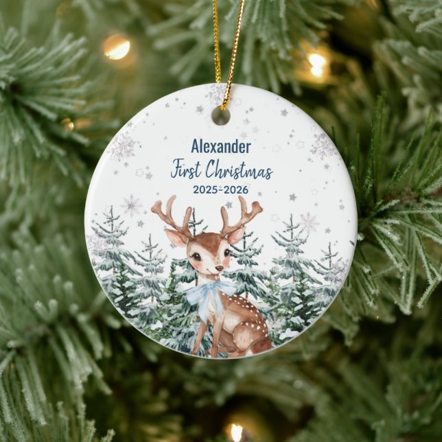 Our First Christmas | Personalized Holiday Keepsak Ceramic Ornament (Tree)