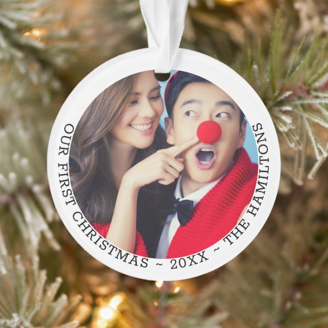 Our First Christmas Personalized Photo Ornament (Tree)
