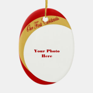 Our First Christmas Photo Frame Ceramic Ornament