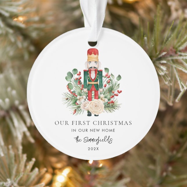 Our First Christmas Photo Nutcracker New Address Ornament (Tree)