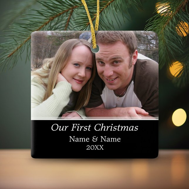 Our First Christmas Photo - Single Sided Ceramic Ornament (Personalized Photo Ornament - Christmas Keepsake)