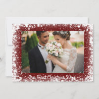 Our First Christmas Photo Snow Typography Red