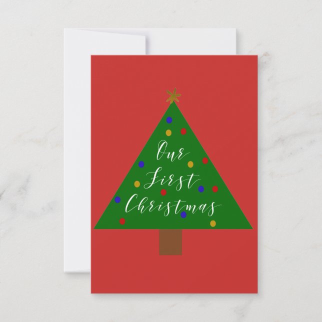 Our First Christmas Red Background Invitation (Front)
