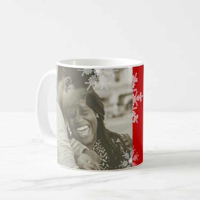 Our First Christmas Red Snowflakes Minimalist  Coffee Mug (Front Left)