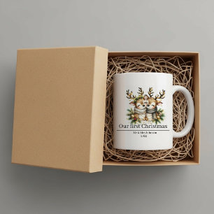 Our first Christmas, reindeer design for newlyweds Coffee Mug