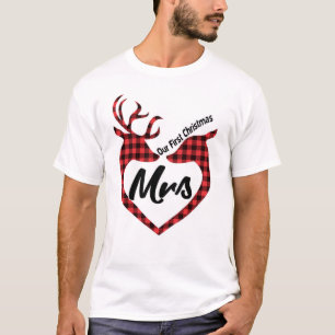 Our First Christmas Reindeer Mrs Mr 2021 Matching T-Shirt
