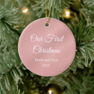 Our First Christmas Rose Gold  Ceramic Ornament