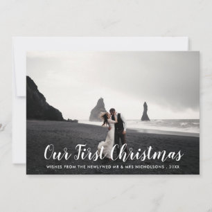 Our First Christmas Script Newlywed Holiday Photo Card