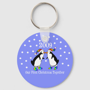 Our First Christmas Together 2009 (GLBT Penguins) Keychain