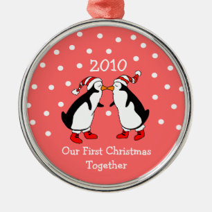 Our First Christmas Together 2010 (Penguins) Metal Ornament