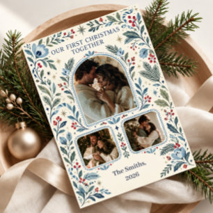 Our First Christmas Together 3 Photo Holiday Card