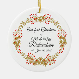 Our First Christmas Together as Mr & Mrs Ceramic Ornament
