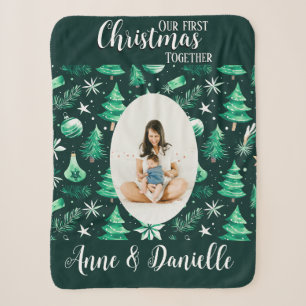 Our first Christmas together Baby Mother Green Sherpa Blanket
