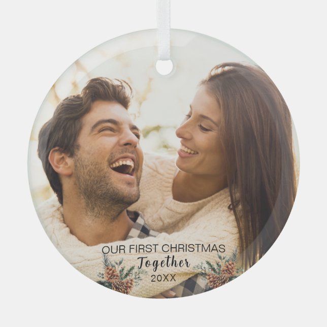 Our First Christmas Together Couple Glass Ornament (Front)