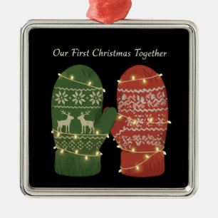 Our First Christmas Together Cozy Knitted Metal Ornament