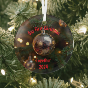 Our First Christmas Together Customizable Glass Ornament