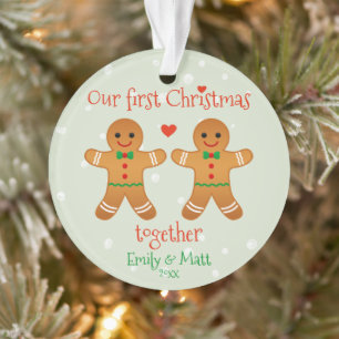 Our First Christmas Together Cute Gingerbread Men Ornament