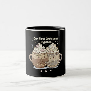 Our First Christmas Together   Cute Kawaii Couple Two-Tone Coffee Mug