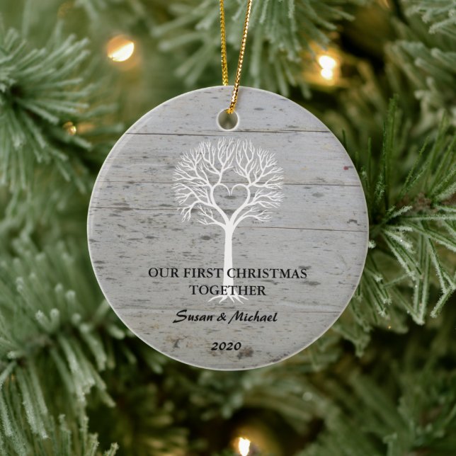 Our first Christmas together love tree driftwood Ceramic Ornament (Tree)