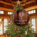 Our first Christmas together love tree rustic wood Ceramic Ornament<br><div class="desc">Our first Christmas together ornament. Rustic dark wood background with white love tree illustration. 
Beautiful ornament to decorate you christmas tree.
You can personalize it and add your own text,  names and year.</div>