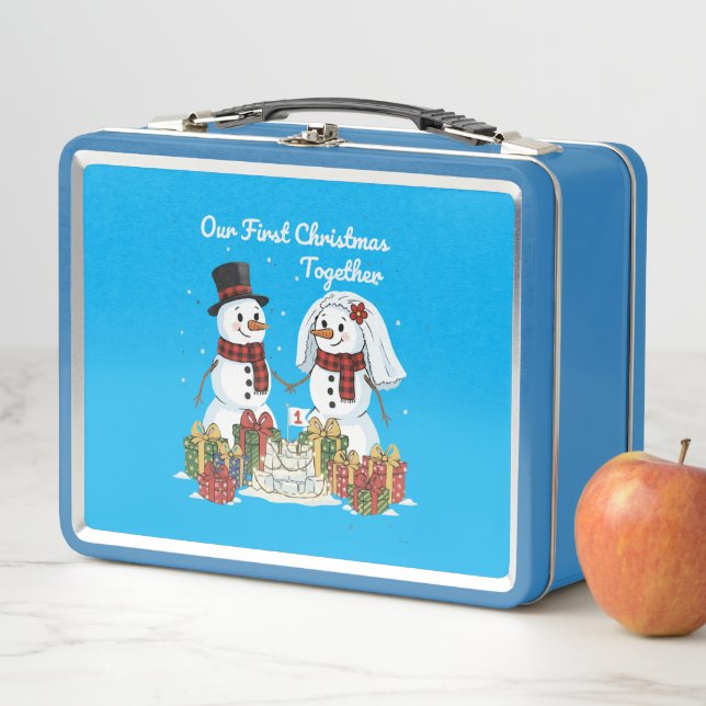 Our First Christmas Together | Newlywed Snowman  Metal Lunch Box (In Situ)