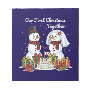 Our First Christmas Together Newlywed Snowman Notepad