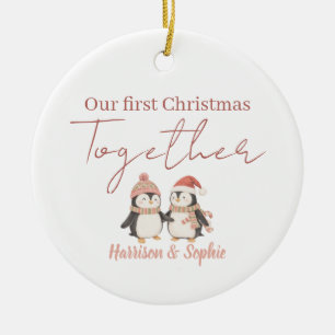 Our first Christmas together newlyweds penguin Ceramic Ornament