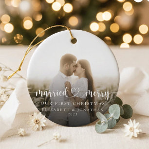 Our First Christmas Together Newlyweds Photo Ceramic Ornament