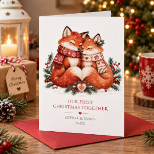 Our First Christmas Together Nordic Fox Couple Card