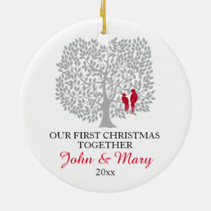 Our first Christmas together ornament, love birds Ceramic Ornament