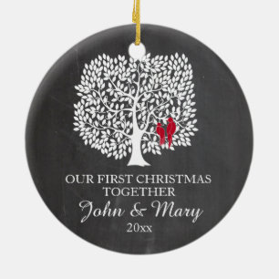 Our first Christmas together ornament, love birds Ceramic Ornament