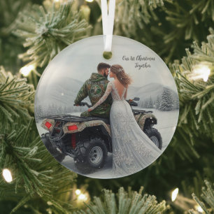 Our first Christmas together Ornament, personalize Glass Ornament