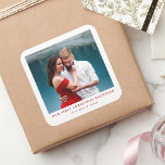 Our First Christmas Together Personalized Photo Square Sticker<br><div class="desc">Our First Christmas Together Personalized Photo</div>