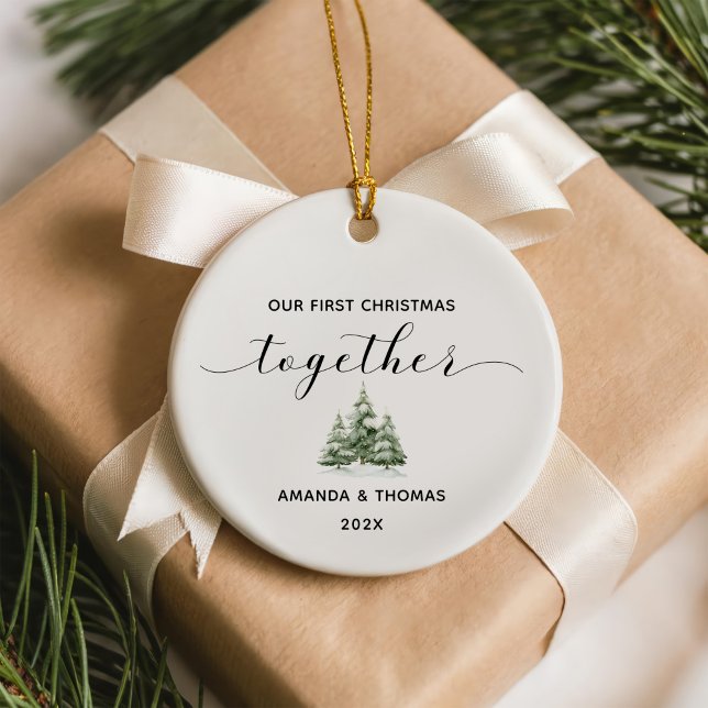 Our First Christmas Together Photo Ceramic Ornament (Creator Uploaded)