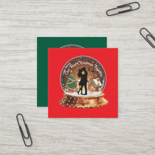 Our First Christmas Together Romantic Couple Snow  Square Business Card