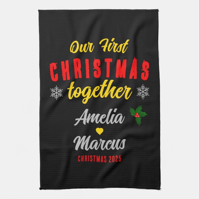 Our First Christmas Together Snowflakes  Kitchen Towel (Vertical)