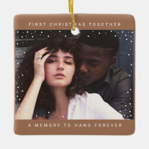 Our First Christmas Together White Snow Overlay Ceramic Ornament