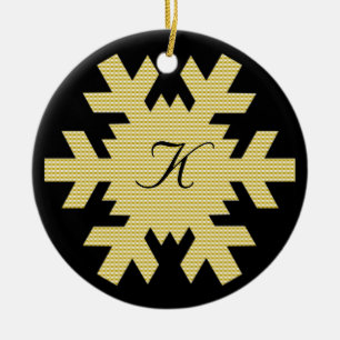 "Our First Christmas" - w/ Names and Monogram [b] Ceramic Ornament