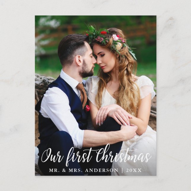 Our First Christmas Wedding Couple Photo Postcard (Front)