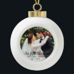 Our First Christmas Wedding Photo Ceramic Ball Christmas Ornament<br><div class="desc">Our First Christmas Wedding Photo Ceramic Ornament</div>