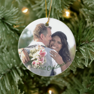 Our First Christmas Wedding Photo Ornament