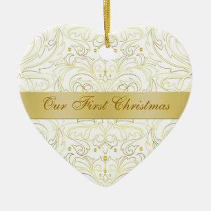 Our First Christmas White Gold Filigree Ornament
