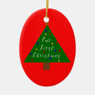 Our First Christmas with Customized Photo Ceramic Ornament