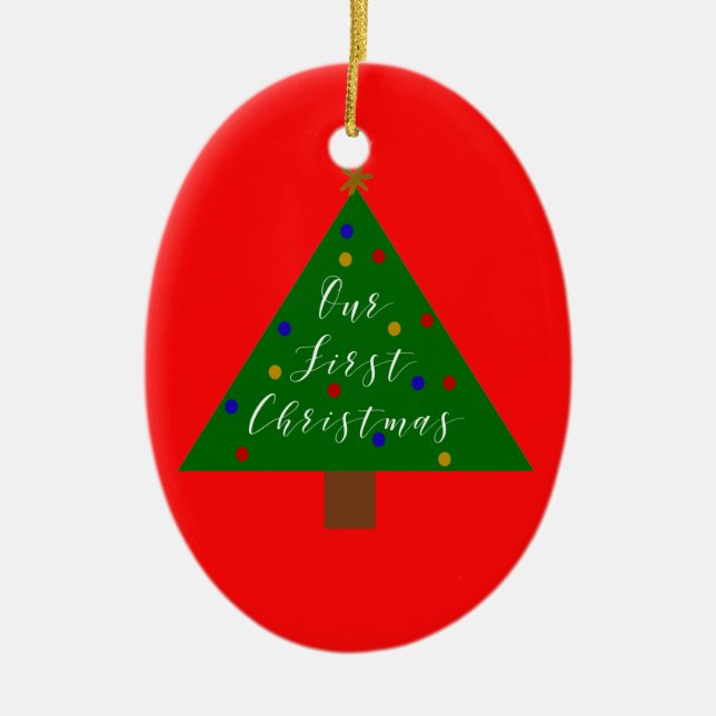 Our First Christmas with Customized Photo Ceramic Ornament (Front)