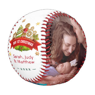 Our First Christmas with Family Photos Baseball