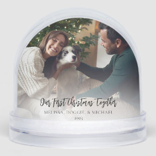 Our First Christmas with Pet Photos Festive Custom Snowglobe