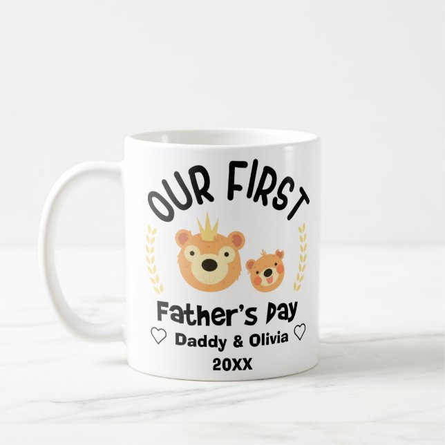Our First Fathers Day 2023, Personalized Names Coffee Mug (Left)